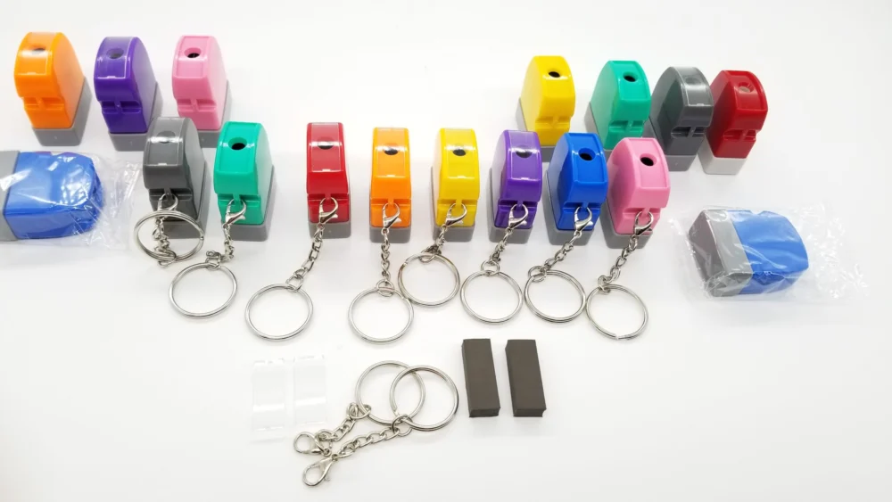 Cartoon Kids Name Stamp with Keychain – Glitter Ink Stamp Holder HA 1027