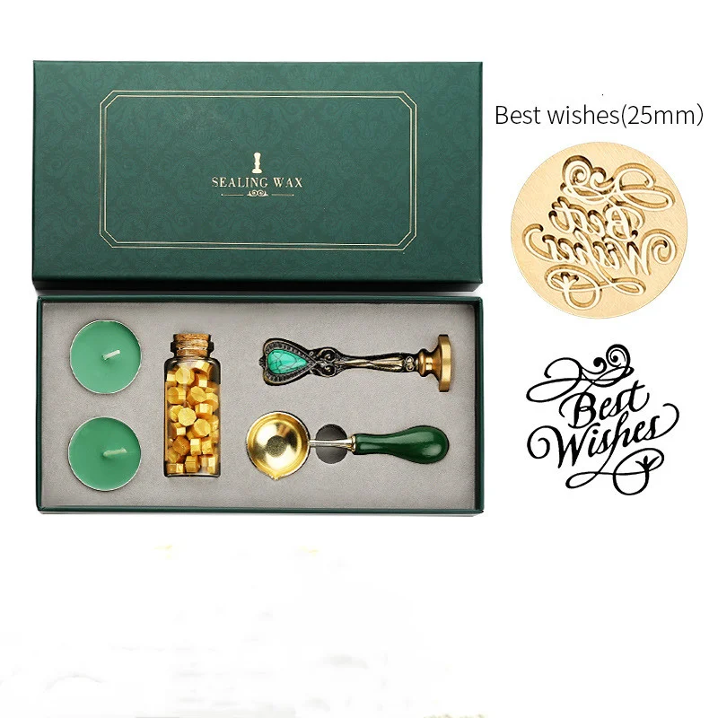 Antique Green 25mm Wax Seal Stamp Set