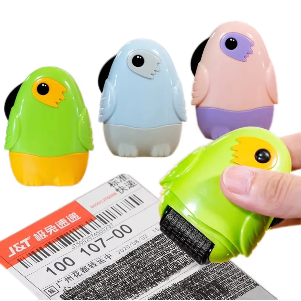 Cartoon Security Roller Stamp - 2-in-1 Refillable Privacy Protection Stamp for…