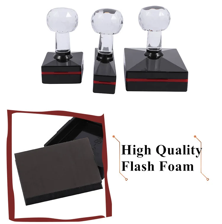 Rectangular Crystal Handle Flash Stamp - 7mm Pre-Inked Foam Stamps for…