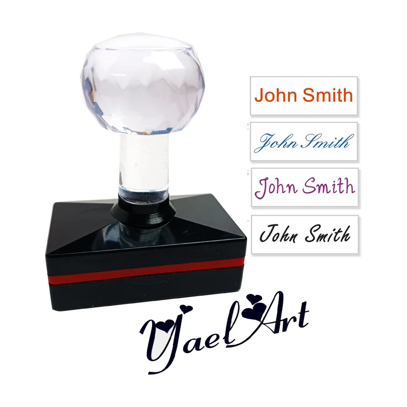 Custom Logo Signature Stamps - Pre-Inked Crystal Handle Photosensitive Flash…