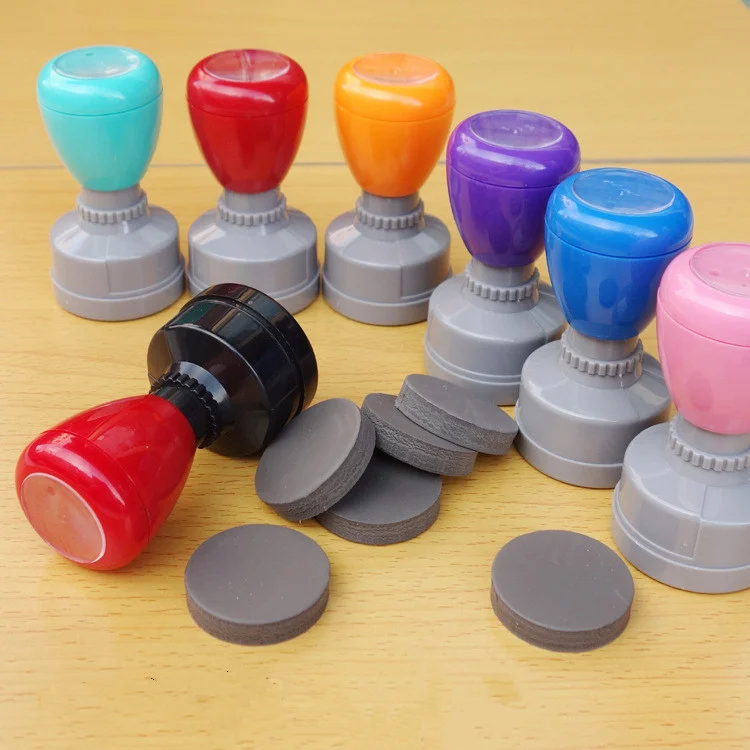 Round Self-Inking Office Stamp Set - 6 Color Custom Rubber Flash Stamp