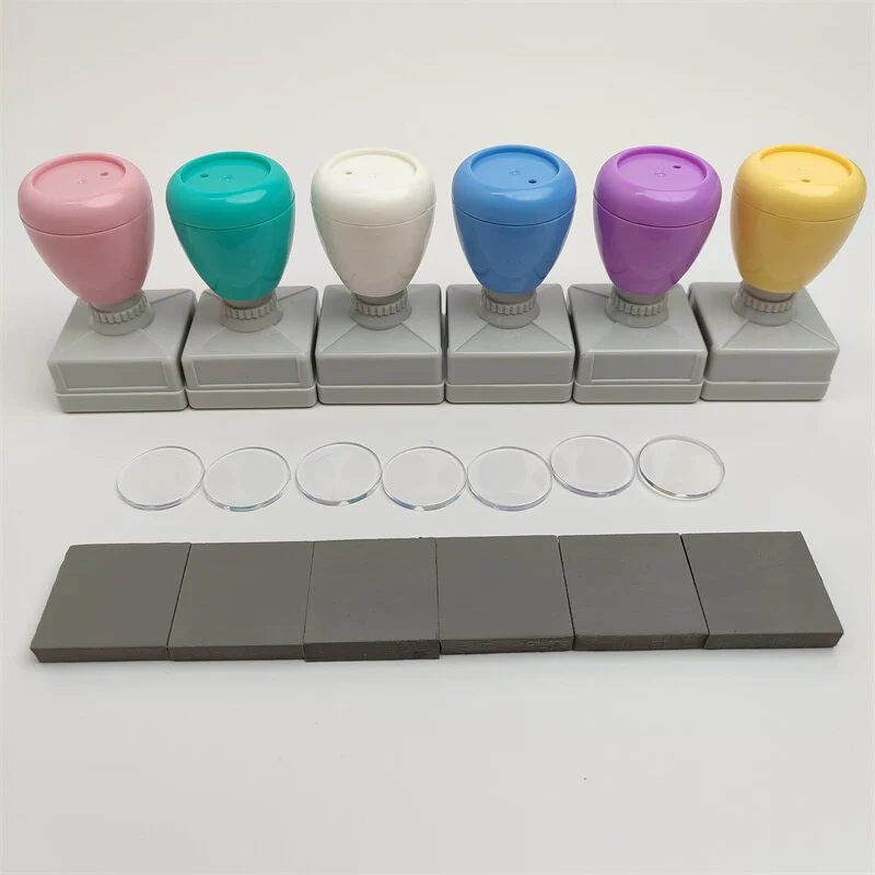HA-Square 3030 Flash Stamp - 30×30mm Pre-Inked Teacher & Kids Stamp with 6 Colors