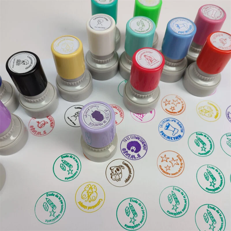 HA28 28mm Round Flash Stamp with Holder - Self-Inking Teacher & Office Stamp