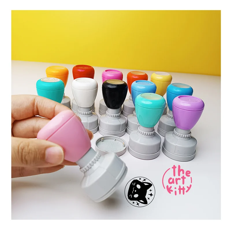 Kojoy HA30 Custom Teacher Stamp - 30mm Round Self-Inking Pastel Flash Stamp…