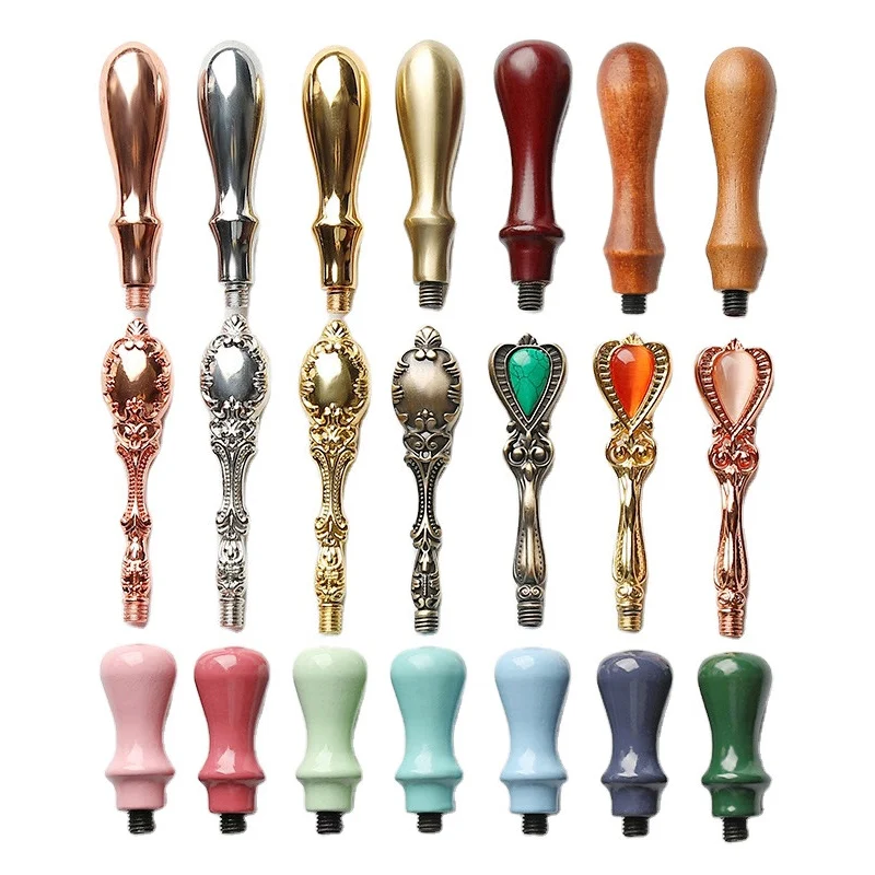 Antique & Macaron Colors Wooden Metal Wax Seal Stamp Handle – Custom Logo – by