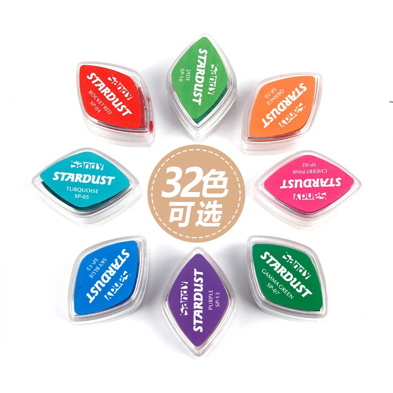 Non-Toxic Rainbow Ink Pad - 32 Color Washable Stamp Set for Kids