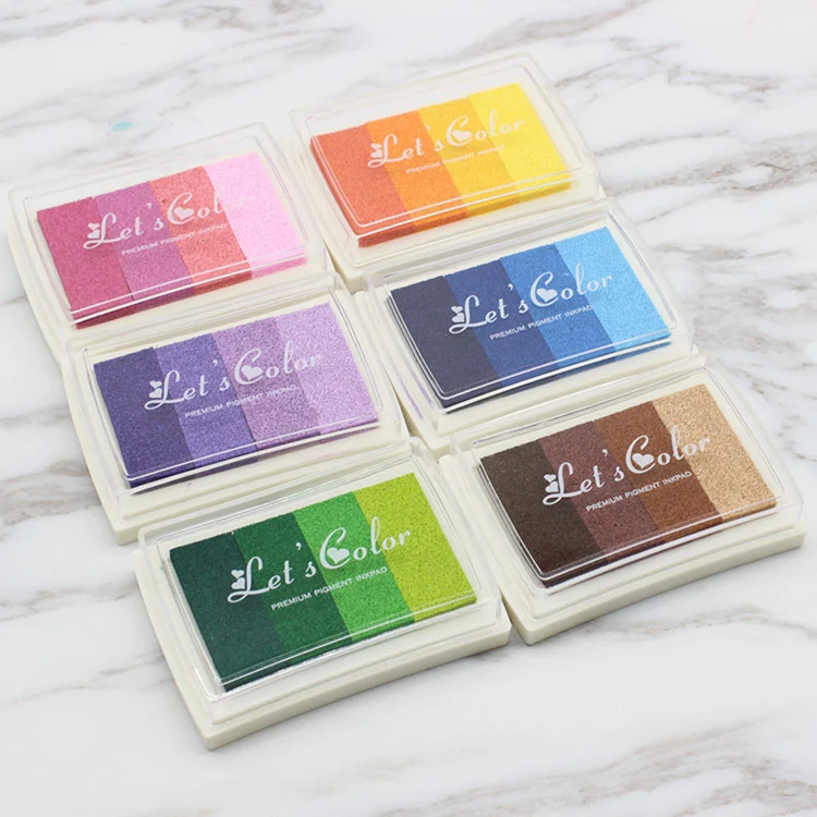 4-Color Non-Toxic Kids Stamp Set - Rainbow Ink Pad with Self-Inking Feature