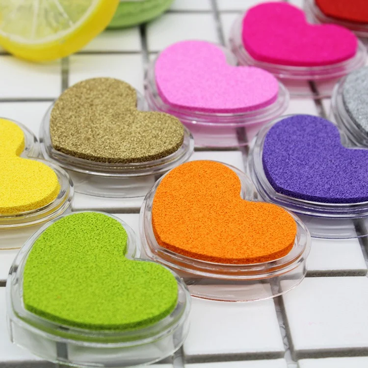 12-Color Heart-Shaped Craft Ink Pad Set - Decorative Stamp Pad for DIY Projects