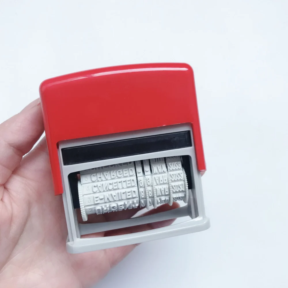 Professional Self-Inking Date Stamp - Automatic Office Seal with Permanent Ink