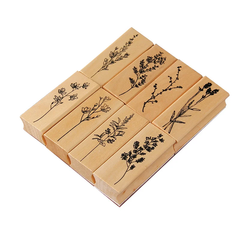 Floral Journaling Stamp Set - 2021 Wooden Rubber Stamps for Scrapbooking