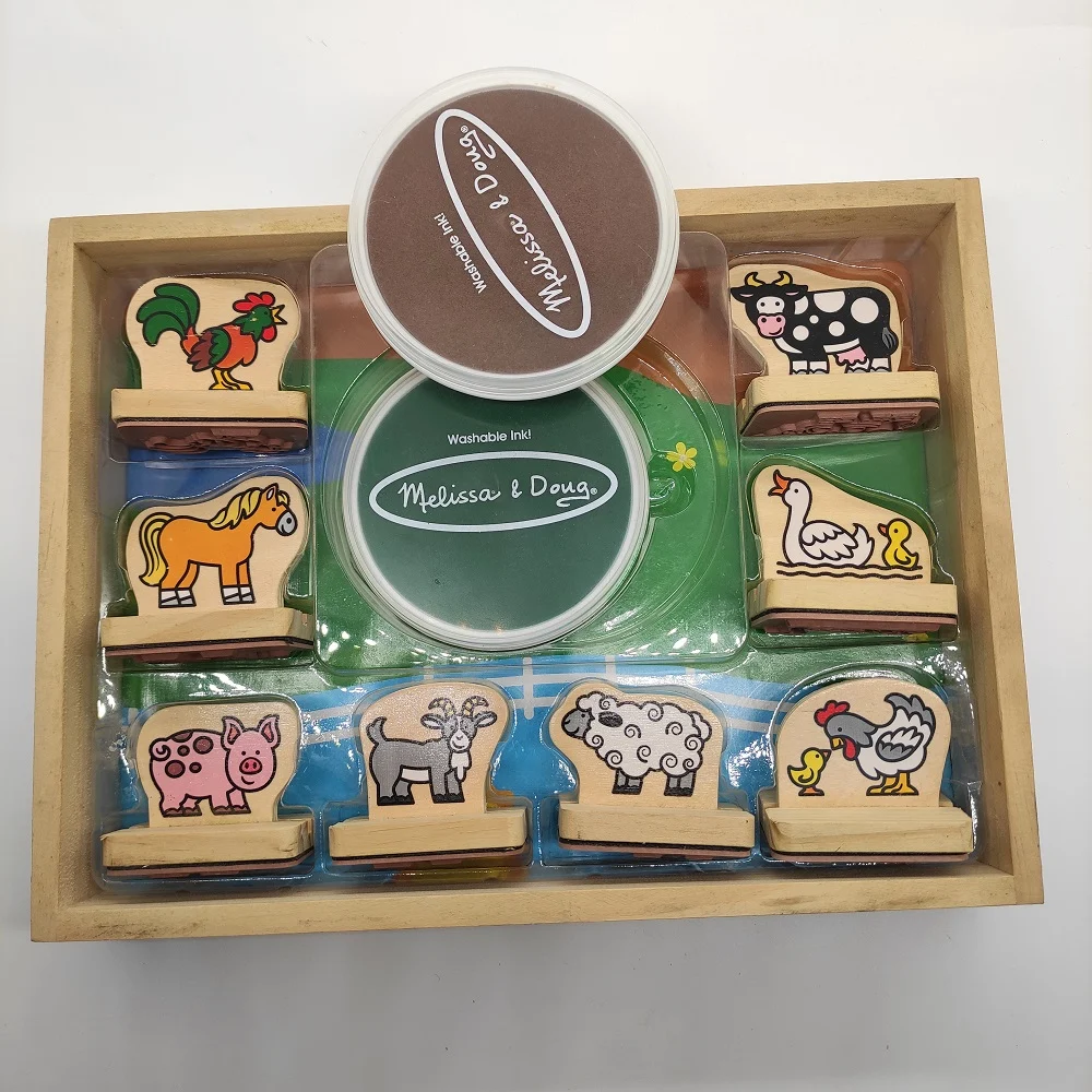 Custom Wooden Animal Stamp Set - Eco-Friendly Children's Toy Rubber Stamps