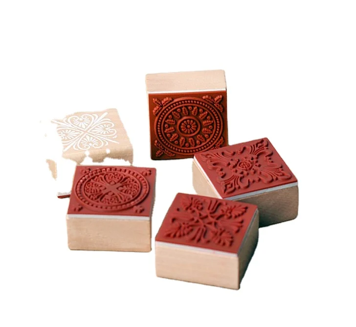Wooden Stamp Set - Custom Pattern Design for Henna & Crafts (4x4cm Square)