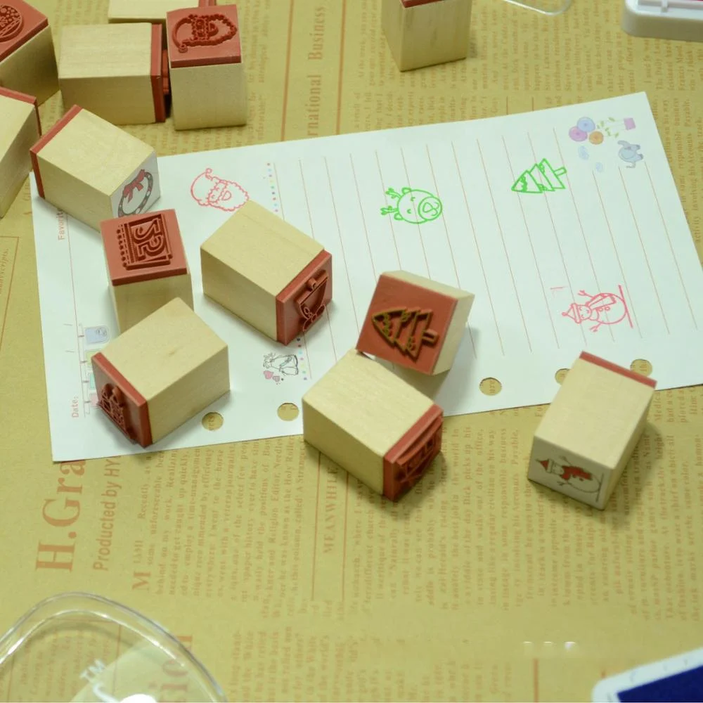 Custom Wooden Rubber Stamps for Kids - Educational Toy Stamps with Cartoon…