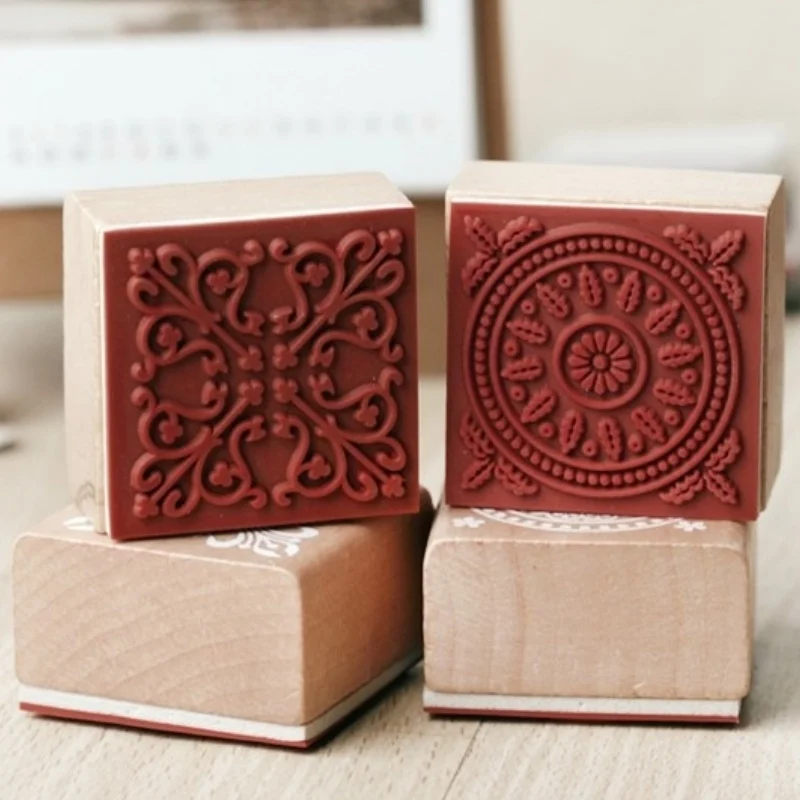 Wooden Journal Stamp Set - Decorative Rubber Stamps for Scrapbooking & DIY Crafts