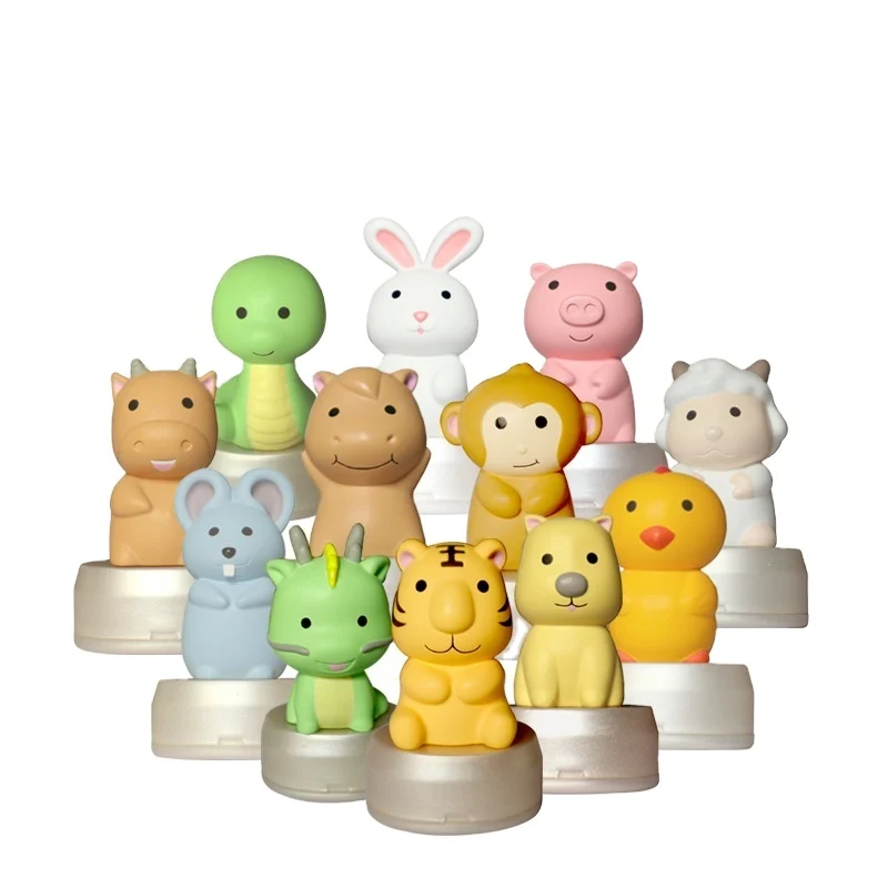 12 Zodiac Animal Flash Stamp Set - 9x27mm Washable Fabric Name Stamp