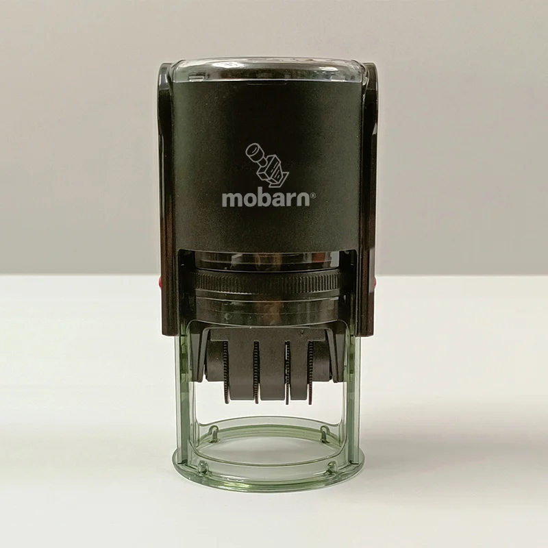 DT-40-T24 Date & Hour Stamp – 40mm Round Self-Inking – Custom Logo