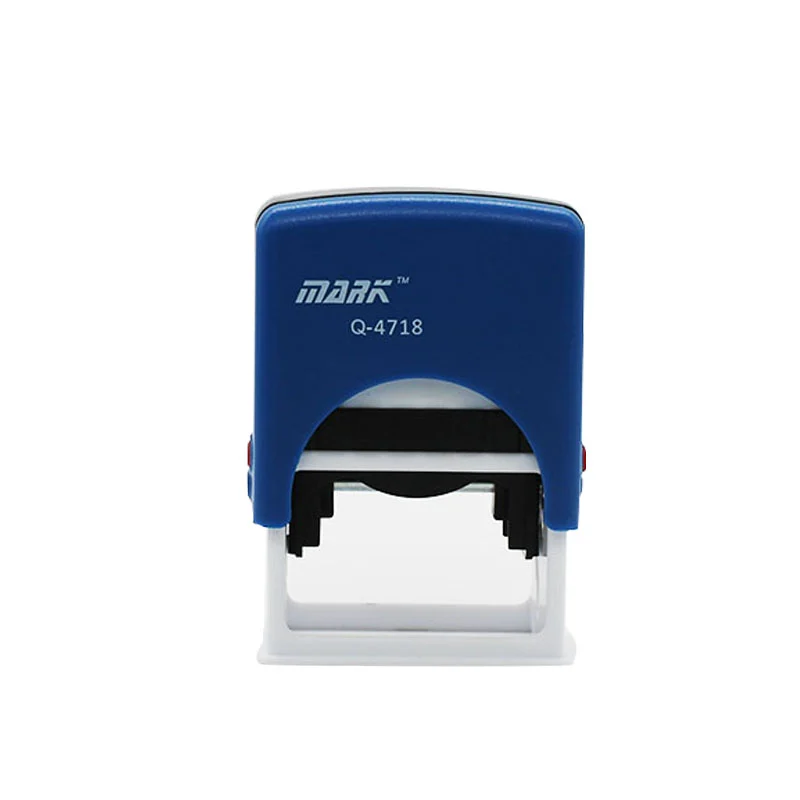 Professional Self-Inking Office Stamp - 47×18mm Custom Logo Rubber Stamp (Blue…