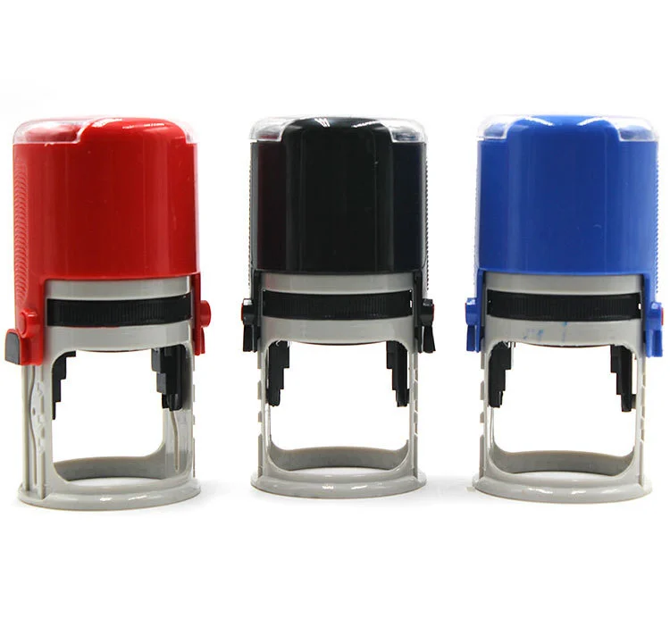 45mm Round Self-Inking Stamp - Custom Rubber Seal with Blue Ink