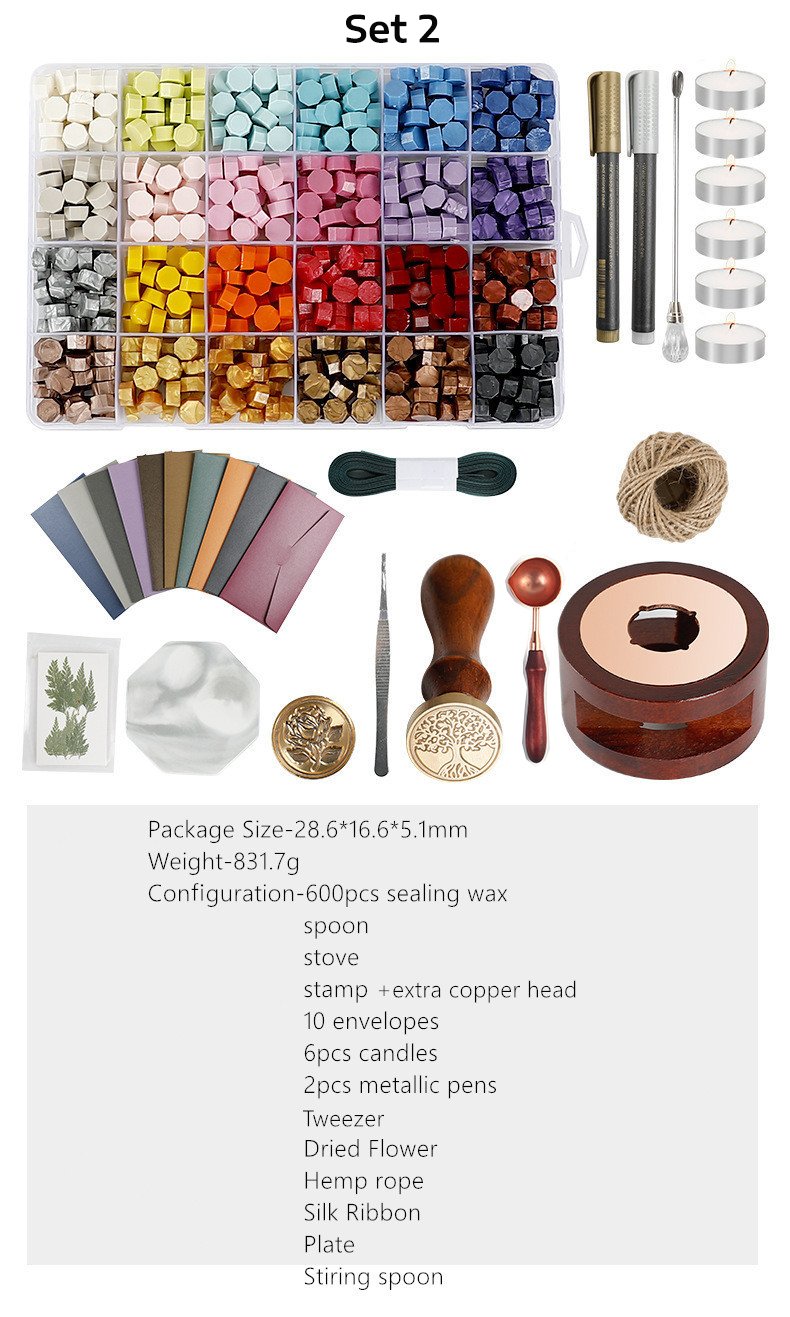 Custom Tree of Life Rose Bee Wax Seal Stamp | 24-Color Wax Bead Set for Wedding Invitations - Image 4