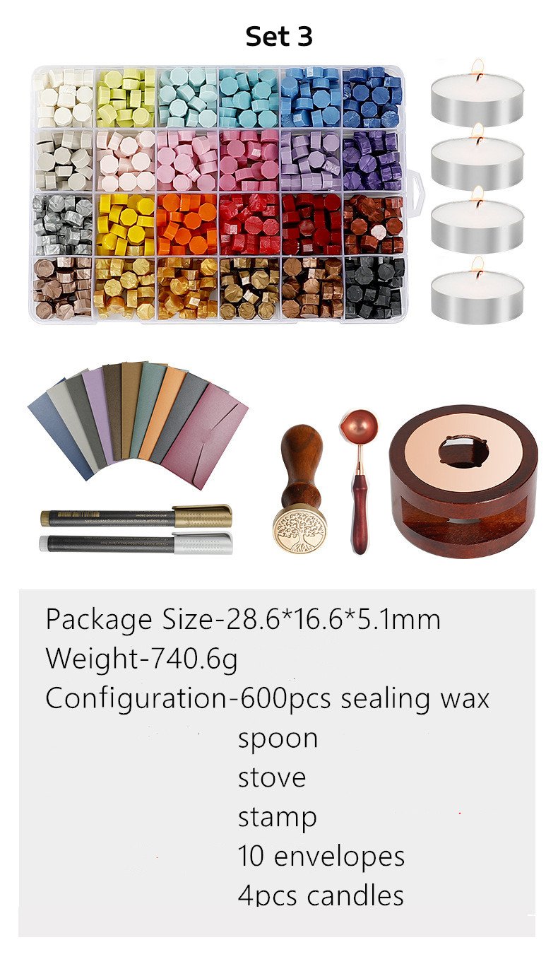 Custom Tree of Life Rose Bee Wax Seal Stamp | 24-Color Wax Bead Set for Wedding Invitations - Image 6