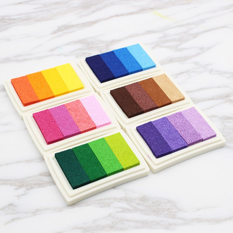 4-Color Non-Toxic Kids Stamp Set - Rainbow Ink Pad with Self-Inking Feature | Mobarnstamp KJIP201102X - Image 5
