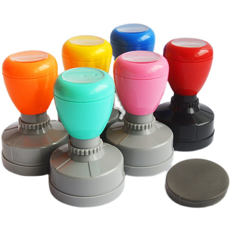 HA30 Quick-Dry Flash Stamp Set - Custom Handle 30mm Round Teacher Stamps - Mobarnstamp