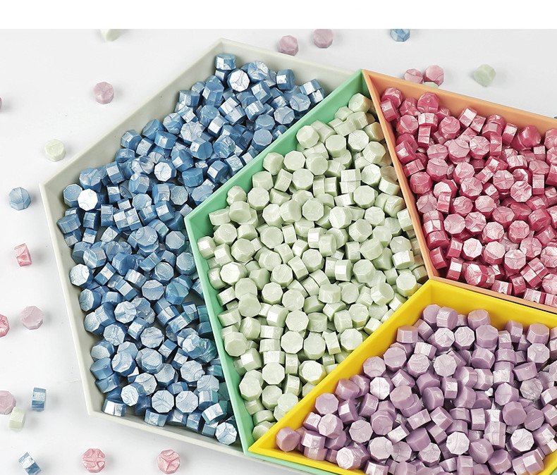 Mobarnstamp 53-Color Wax Sealing Beads - 500g Bag of Octagonal Seal Wax Beads for Professional Stamp Crafting
