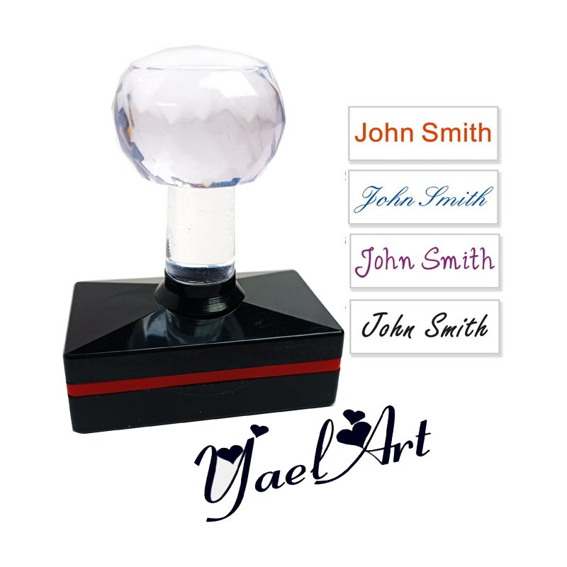 HB Crystal Handle Series | Custom Sizes Pre-Inked Office Stamp | Photosensitive Flash Stamp with Crystal Base