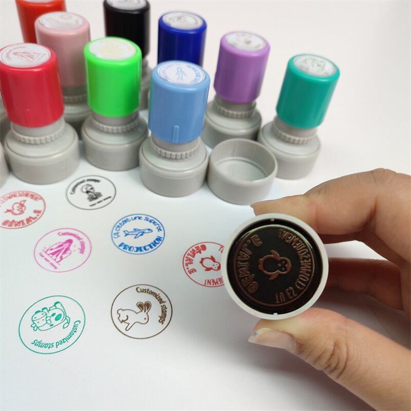 HA28 28mm Round Self-Inking Teacher Stamp - Custom Logo/Blank Flash Stamp for Office & School Use