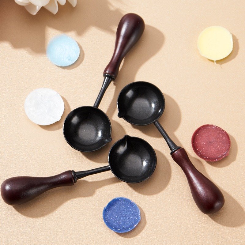 Custom Wax Seal Melting Spoon - Wooden Handle Non-Stick Wax Stamp Warmer for DIY Sealing - Mobarnstamp Kojoy-hqbzs