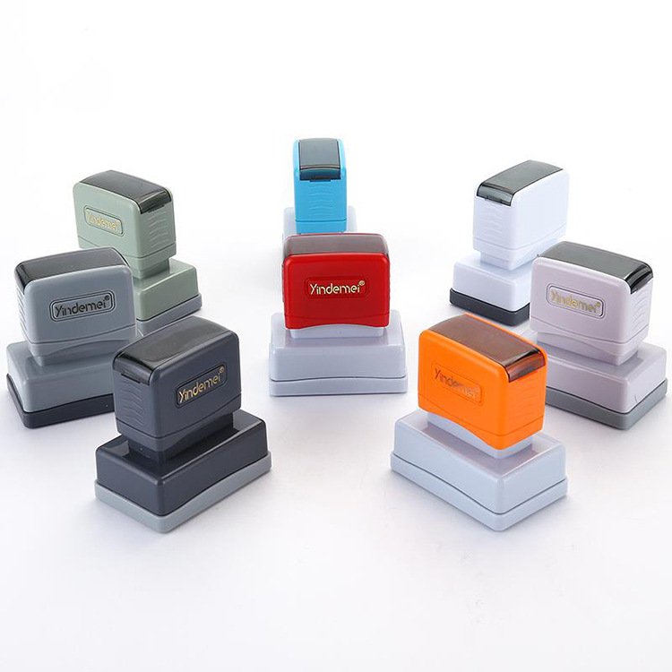Mobarnstamp Rectangular Multicolor Plastic Stamp Holder with Rubber Cushion Sponge - Photosensitive Flash Stamps for Teacher Office School OEM Customization
