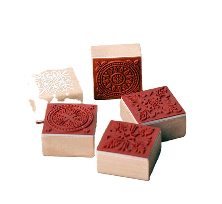 Wholesale Wooden Stamp Set - Custom Pattern Design for Henna & Crafts (4x4cm Square) - Mobarnstamp