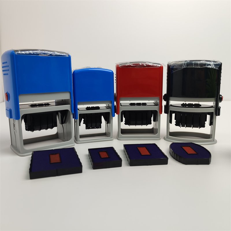 Custom Rectangle Self-Inking Office Stamp - Automatic Handle Text & Date Rubber Stamp - Mobarnstamp