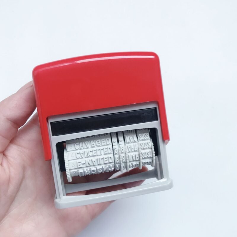 Professional Self-Inking Date Stamp - Automatic Office Seal with Permanent Ink