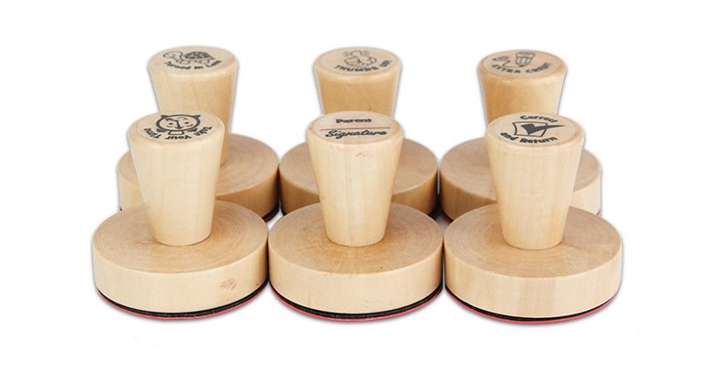 Custom Children's Wooden Stamp Set - Eco-Friendly Rubber Stamps for Kids (Custom Sizes & Logos) - Mobarnstamp - Image 4