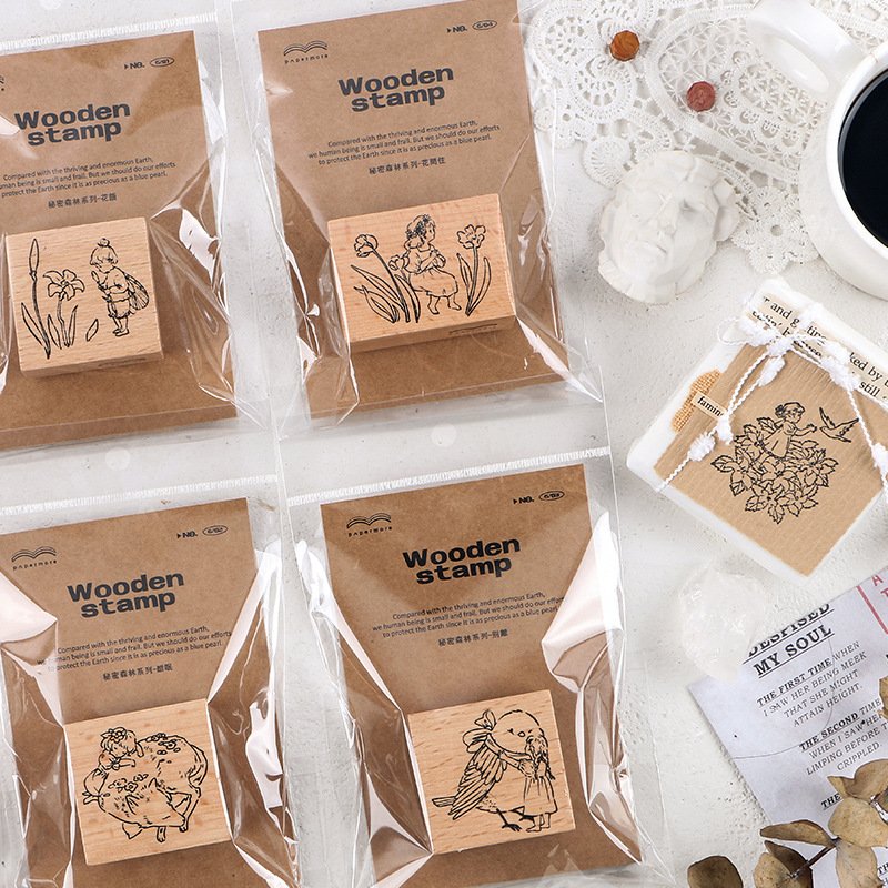 Vintage Wooden Rubber Stamp Set - Handcrafted Journaling Stamps for Scrapbooking & DIY - Mobarnstamp - Image 3