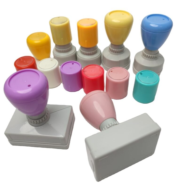 HA Pastel Custom Teacher Stamp - Round Flash Name Stamp with 7mm Dual-Foam Pad - Mobarn Educational Series