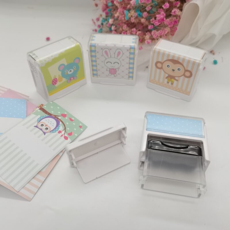 8-Color Flash Stamp Set - 13x33mm Custom Name Stamp for Kids | Mobarn MC-1333 RainbowStamp Series
