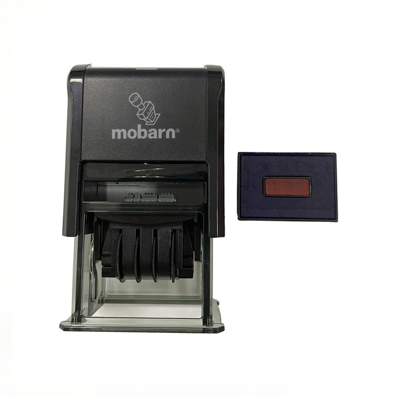 Mobarn DT-2441 Dual-Color Self-Inking Date Stamp | 24×41mm Large Imprint | Custom Logo | 500pcs MOQ | Office & Industrial Use
